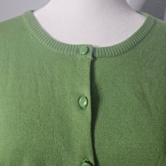 NWOT LL BEAN Women's Cardigan SZ Large Green Sweater Lightweight Office Travel - Picture 6 of 13